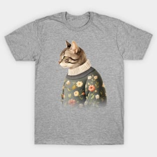 Floral Feline Chic Cat T-Shirt